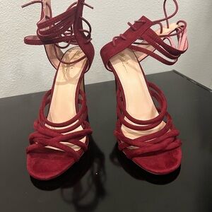 Elegant Burgundy Strappy Heels